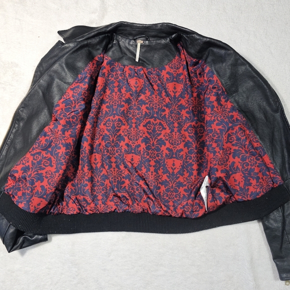 Free People Black Faux Leather Jacket with Gold Zippers - Picture 11 of 14